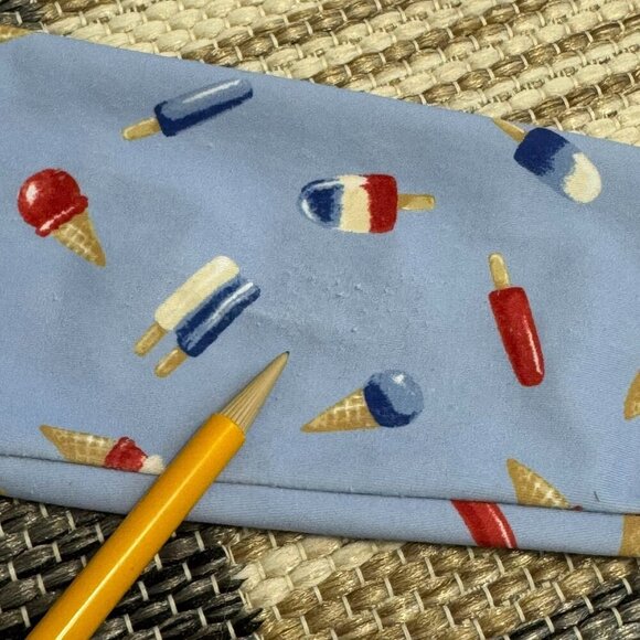 Janie and Jack Girls Swim Top Patriotic Ruffle Popsicle Print Light Blue Size 5 - Picture 9 of 9